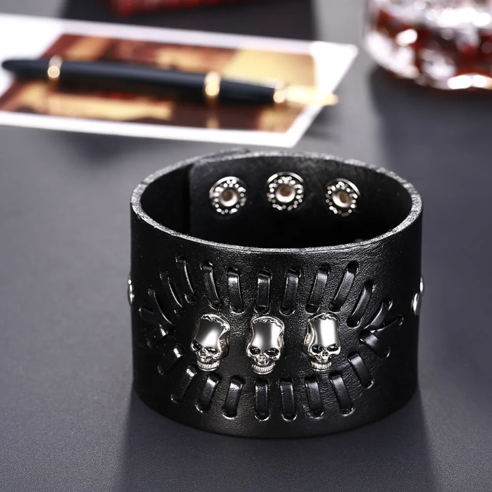Tiger Totem Free Shipping Men bracelet Genuine leather bangles Skull fashion men jewelry pulseira masculina mujer feminina | Украшения и