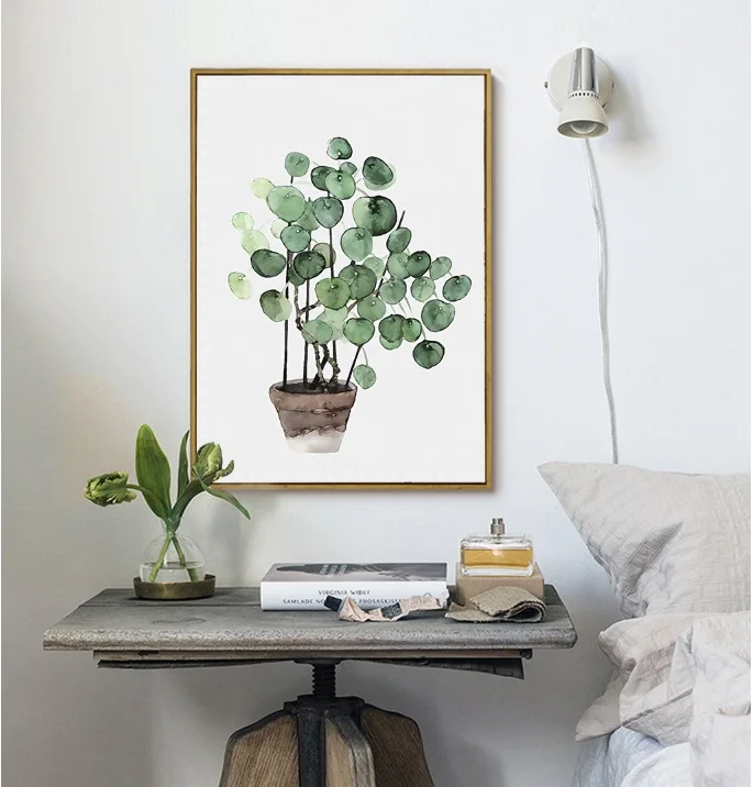 Скандинавский минималистический рисунок листьев стандартная Картина Настенная