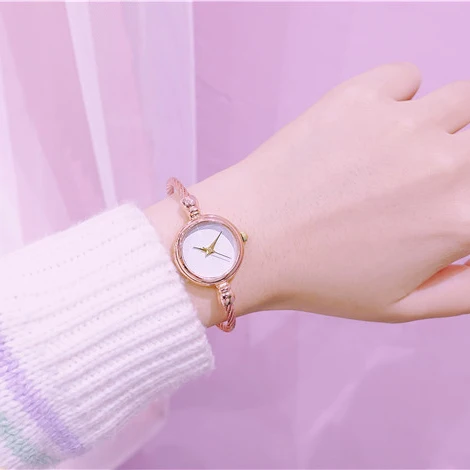 Rose gold white Минималистичные женские креативные часы, роскошные модные женские часы-браслет, кварцевые наручные часы, подарки - Цвет: Rose gold white
