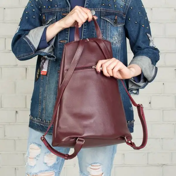 Женский кожаный рюкзак LAKESTONE FLORENCE BURGUNDY | Багаж и сумки