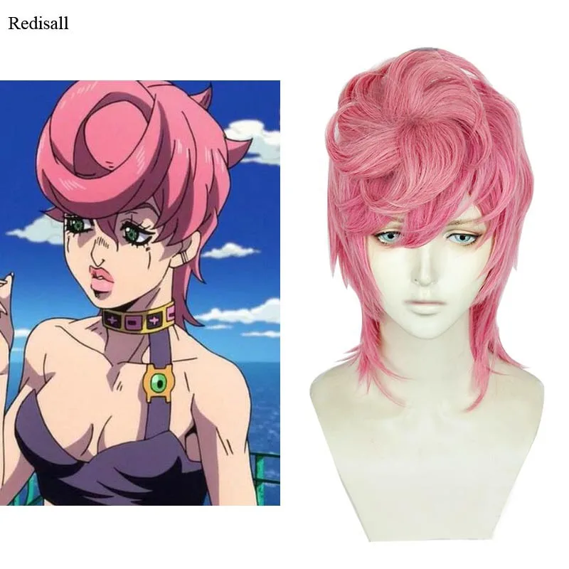 Аниме JoJo странные приключения Золотой ветер Trish Una розовый парик для волос