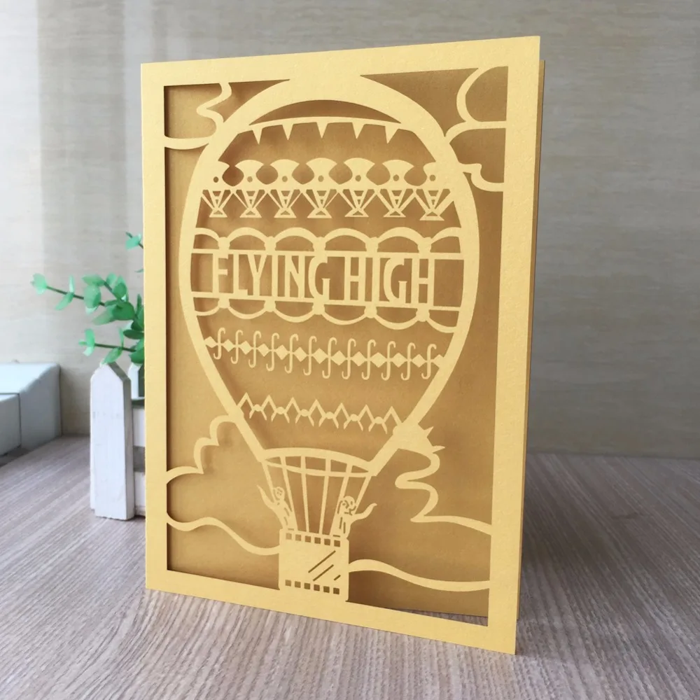 

100Pcs/Lot Chic Fire Balloon Invitation Card Wedding Invitations Card Birthday Party Decorative Blessing Card