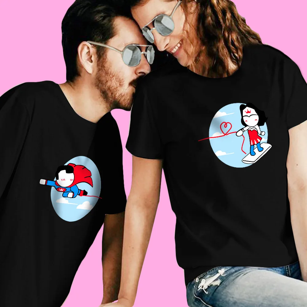 QIM Couples Lovers T-Shirt for Women 2019 Summer Cotton Casual White Tops Tshirt T Shirt Love Heart Print Female | Женская одежда