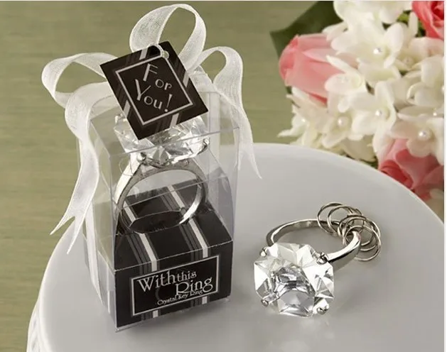 100 шт./лот кольцо для свадебной вечеринки с искусственным бриллиантом брелоки