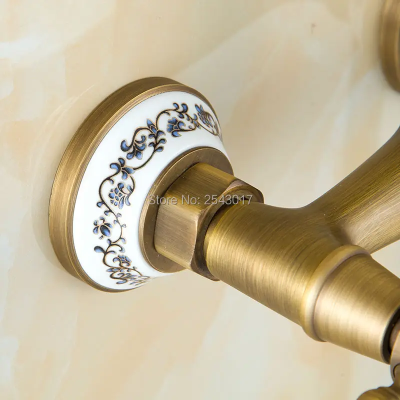 Antique Retro Brass Shower Faucet Noble and Elegant Bathroom Set Wall Mount with Ceramic Hand ZR003 | Обустройство дома