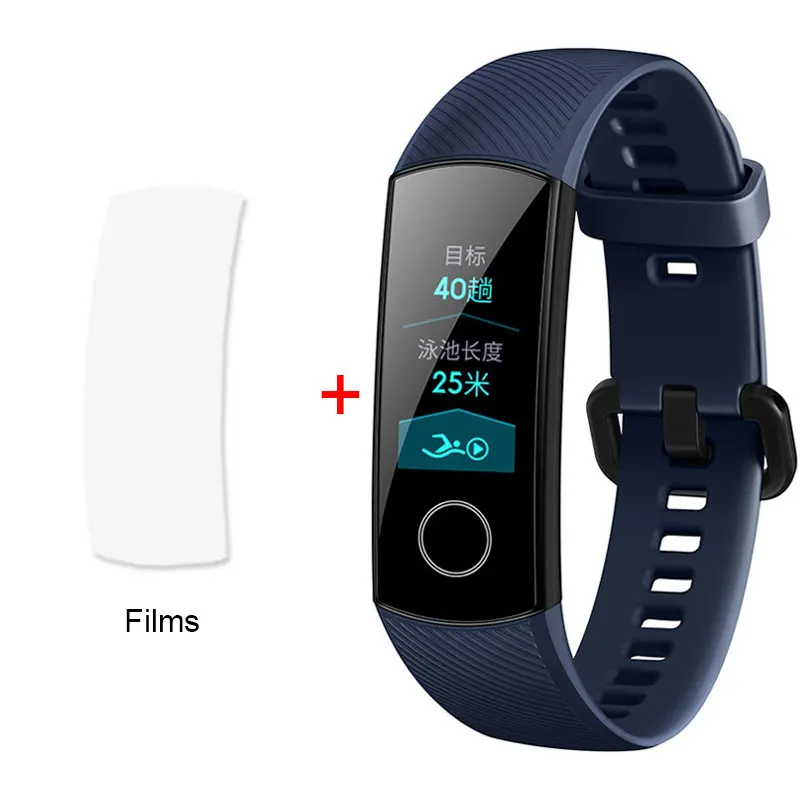 Blue Add Film. HUAWEI Honor Band 4 умный Браслет фитнес-браслет в режиме реального времени пульсометр научный монитор сна 5ATM плавание носимый стандарт - Цвет: Blue Add Film.