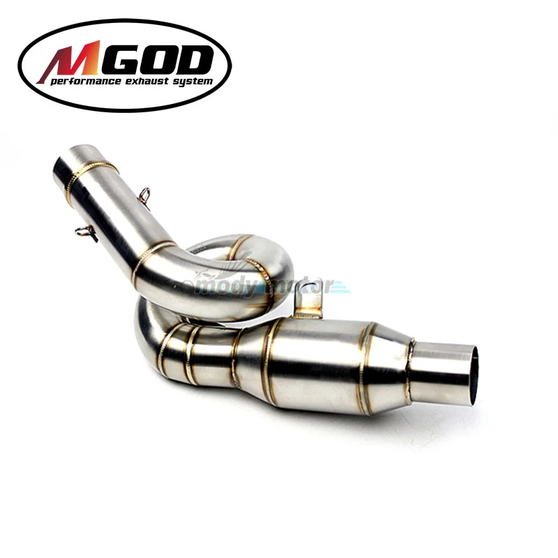Stainless steel MGOD Универсальный мото поворот среднего соединения трубы скольжения выхлопной мотоцикл Муфельная Модифицированная нержавеющая сталь для Kawasaki Z800 2013 - Цвет: Stainless steel