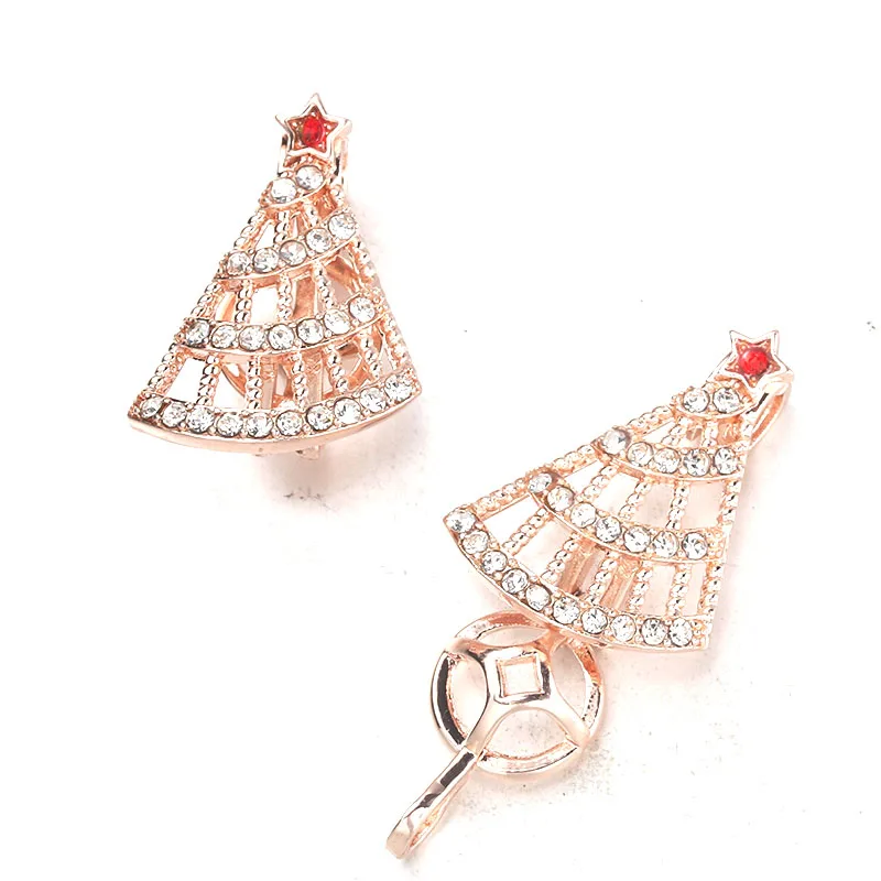 5 шт. розовое золото Рождественская елка Циркон Жемчужная клетка Кулон бусина для
