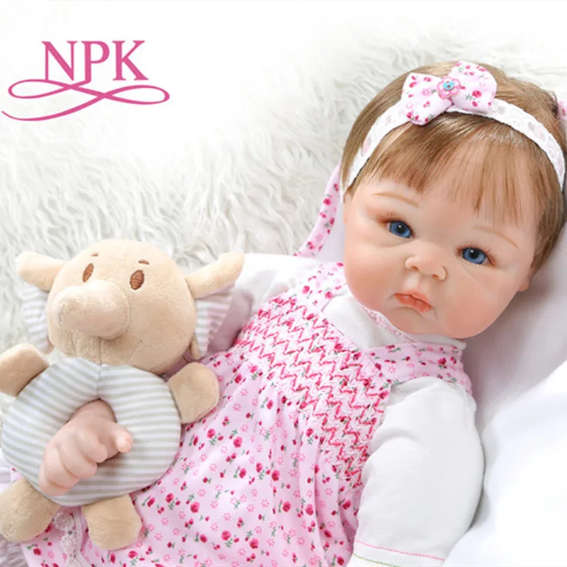 NPK55CM Реалистичная кукла reborn мягкая силиконовая для девочек утяжеленная с