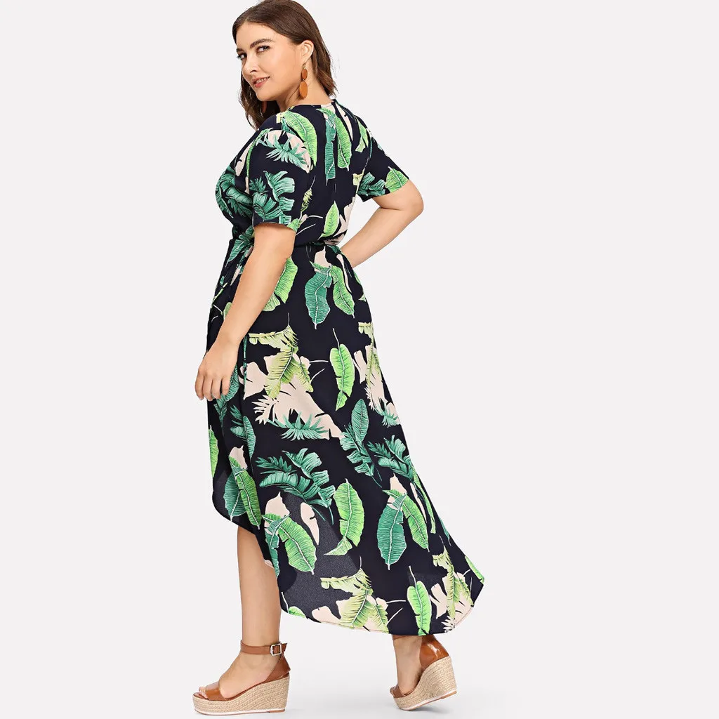 Женское платье макси JAYCOSIN повседневное длинное с коротким рукавом и v-образным