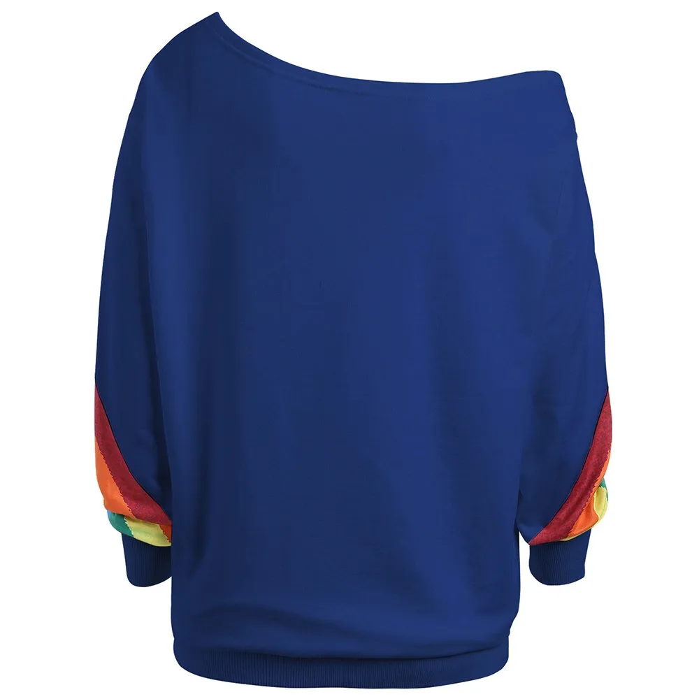 5XL Осенняя женская блузка свитшоты Женский свитшот с круглым вырезом и радужным