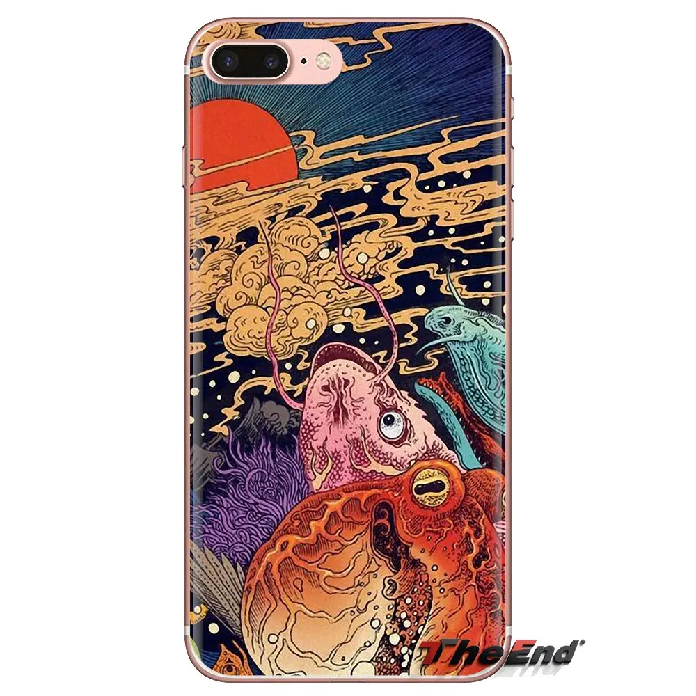 Japanese style Crane Fuji Mountain Wave Transparent TPU Cases For Huawei Mate Honor 4C 5C 5X 6X 7 7A 7C 8 9 10 8C 8X 20 Lite Pro |