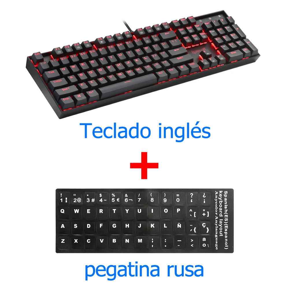 Redragon Mitra K551 USB Механическая игровая клавиатура синий переключатель DIY 104 ключ с подсветкой PC Gamer русские брелки или стикер с надписью на испанском - Цвет: K551 ES