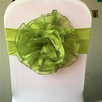 100pclot green flower chair sash hotel banquet chair decor wedding ceremony party decorative spandex chair sash marious