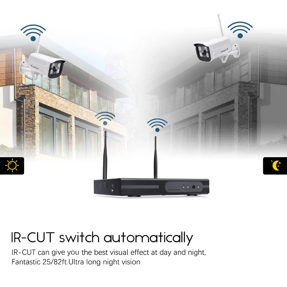 Глаза. sys H.265 8CH 1080 P сеть NVR (8) FULL HD Беспроводной 2.0MP IP Камера WI-FI CCTV домашняя камера