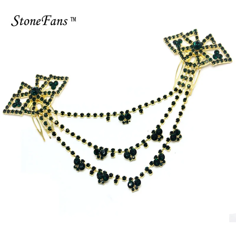 Черные золотые хрустальные заколки StoneFans для женщин шпилька волос модные
