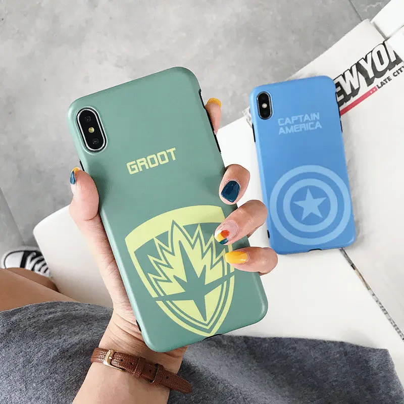 Чехол для телефона Marvel iPhone XR XS Max X Грут Железный человек Капитан Америка IMD мягкая