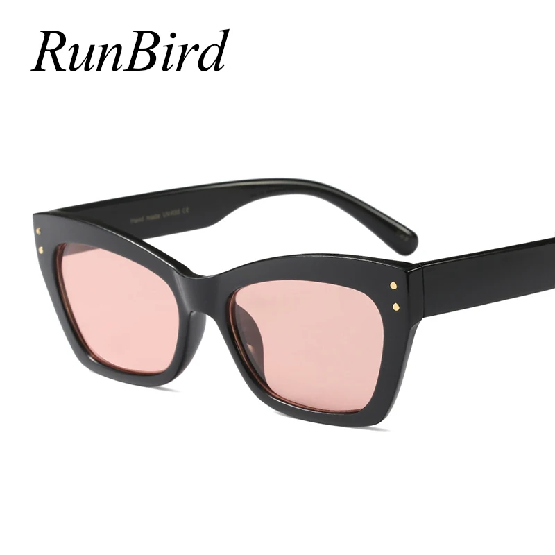 RunBird Винтажные Солнцезащитные очки женские кошачий глаз Роскошные брендовые дизайнерские солнцезащитные очки ретро маленькие красные женские солнцезащитные очки Oculos 5353