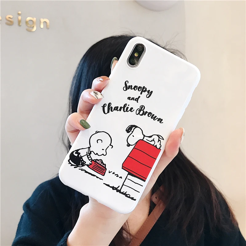 WTSZKL сплошной цвет чехол для телефона Snoopy iphone 6 7 8 x xs xr max 6s plus Apple мультфильм милый