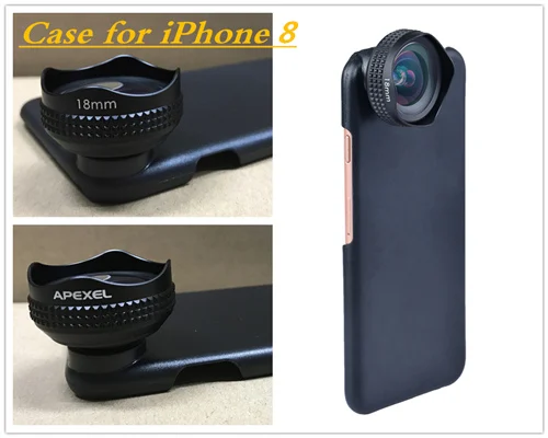 Apexel Optic Pro Lens Super Wide Angle 100 degree High Clarity Cell Phone Camera Lens Kit for iPhone X 8 More smartphones 18MM - Цвет: case for iphone 8