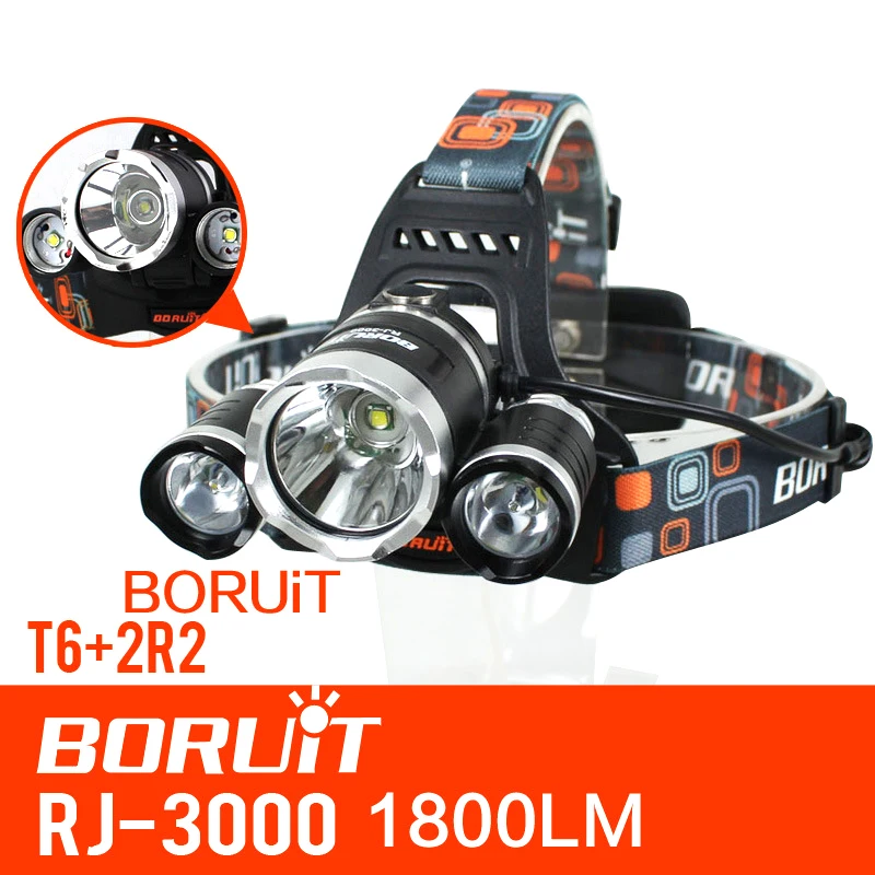DHL 20 шт./лот Boruit RJ 3000 3x XM L T6 + 2R5 светодиодные фары головного света|boruit rj-3000|headlamp