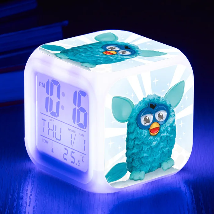[Wanpy family] Furby будильник для детской комнаты, спальни, прикроватные настольные часы, меняющие цвет, цифровой будильник