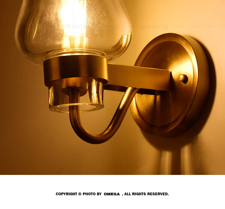 Postmodern light luxury copper living room bedroom bedside wall lamp American minimalist background aisle gallery corridor | Освещение