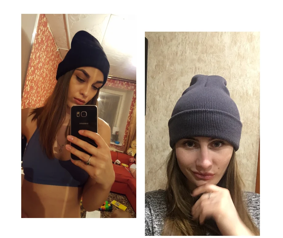 Cotton Winter Hats Outdoor Female Skullies Beanies Casual Solid Color Knitted Hat Unisex Cap For Men Hip Hop DIY Beanies