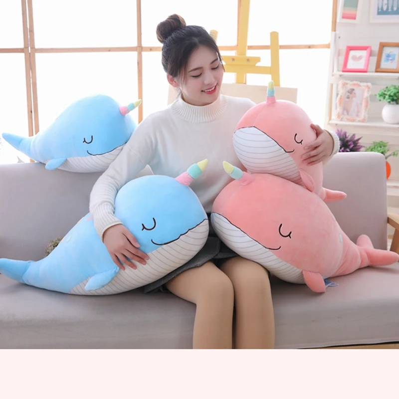 

60/80cm Kawaii Unicorn Whale Plush Toy Soft Stuffed Cute Pillow Marine Animal Dolls For Kids Children Girls Lovely Birthday Gift