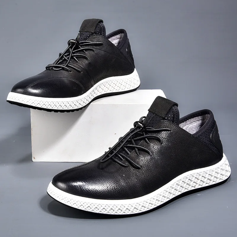 Мужская обувь без застежки Модные мужские повседневные лоферы из натуральной