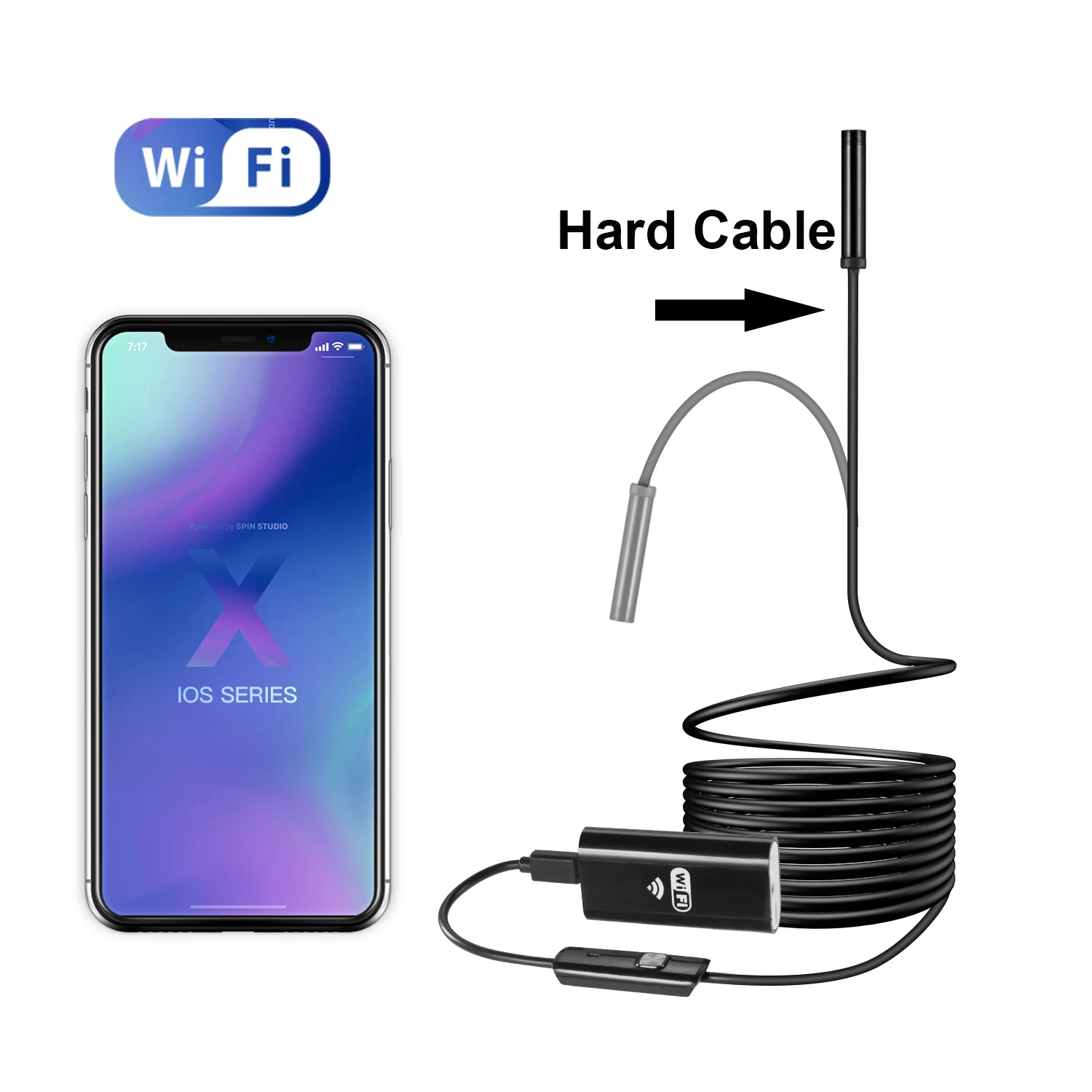 Черный Full 1080P HD wifi эндоскоп камера Инспекционная камера 8 мм полужесткая Беспроводная BorescopeTube беспроводная видео инспекция для IOS - Цвет: Черный