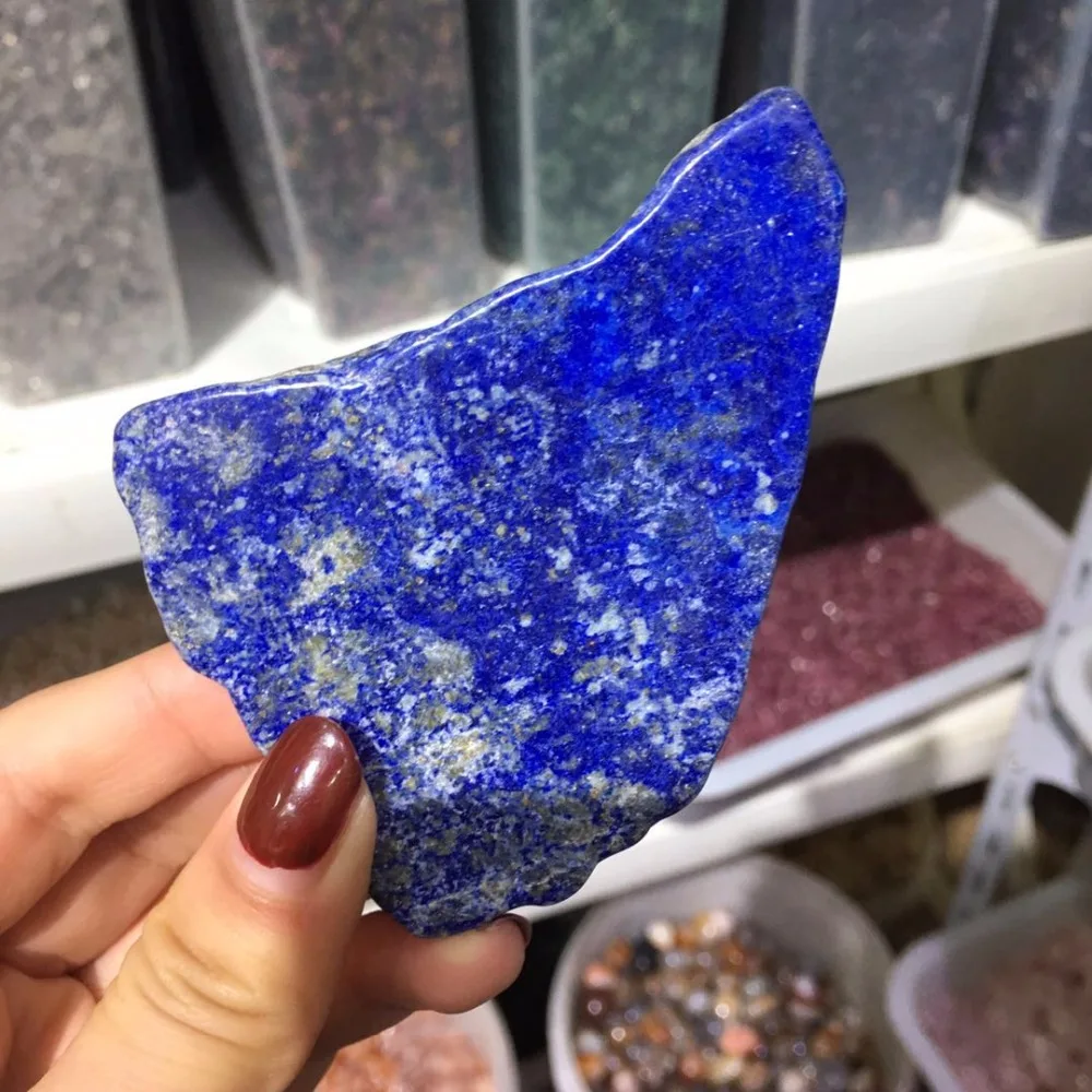 

1pcs Natural lapis Lazuli plate slice irregular polished stones for crystal healing meditation for home decoration mineral stone