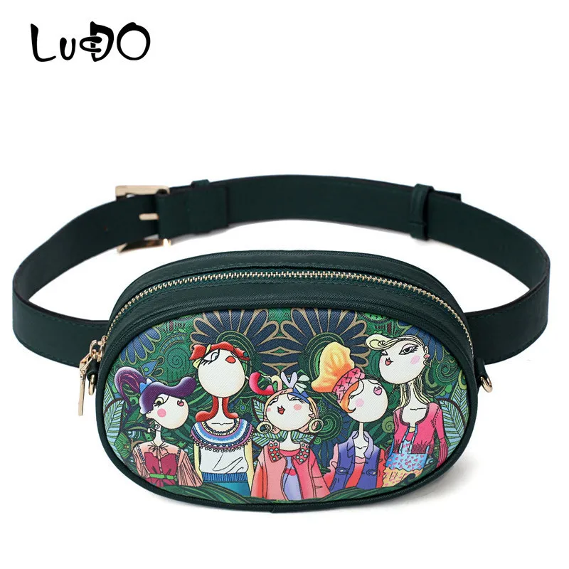 LUCDO новинка известный бренд искусственная кожа дамские Мультяшные поясные сумки
