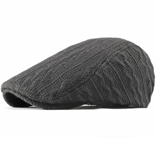 Серый Ht1985beret Осенние Зимние головные уборы для мужчин и женщин, берет, шапка s, однотонная вязаная шапка, шапка, повседневный плоский плющ, Кепка для мужчин, таксистов, газетная Кепка s для женщин - Цвет: Серый