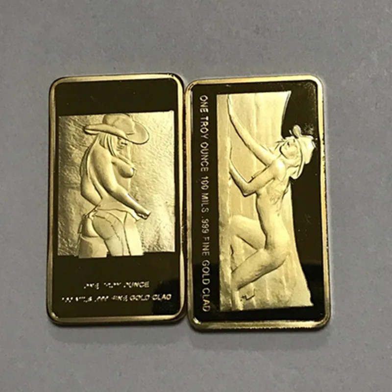 5 Pcs Sample order lovely girl badge 1 OZ 24k real gold plated beauty fashion women 50 x 28 mm souvenir coin bar | Дом и сад
