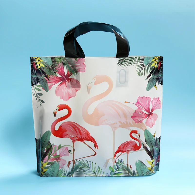 50Pcs Kawaii Clothes shopping Bag Baking Food Package Cake Dessert Sack Cartoon Flamingo Plastic Packaging Candy Gift Bags | Дом и сад