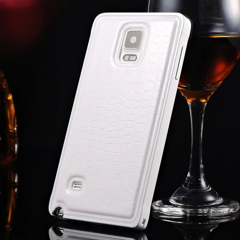 Luxury Genuine Leather Case For Samsung Galaxy Note 4 N9100 Aluminum Metal Frame + Crocodile Back Cover 2 in 1 Phone Bag |