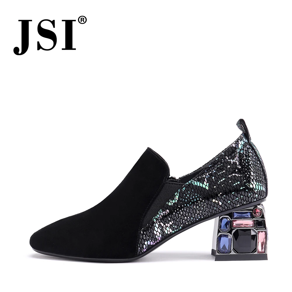 JSI/стильные женские туфли-лодочки с круглым носком повседневные однотонные туфли без застежки на высоком каблуке удобные женские туфли-лодочки на квадратном каблуке для улицы JO229