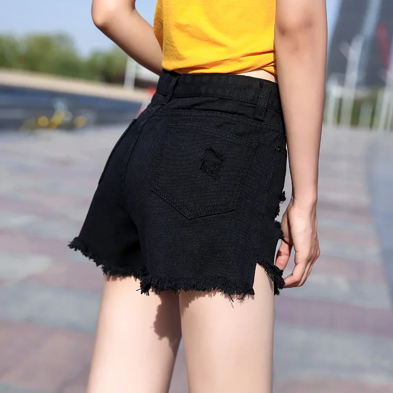 White Black Denim Shorts Women 2018 Fashion Tassel Hole High Waist Short Summer Jeans Sexy Mini For Woman Street Wear | Женская одежда