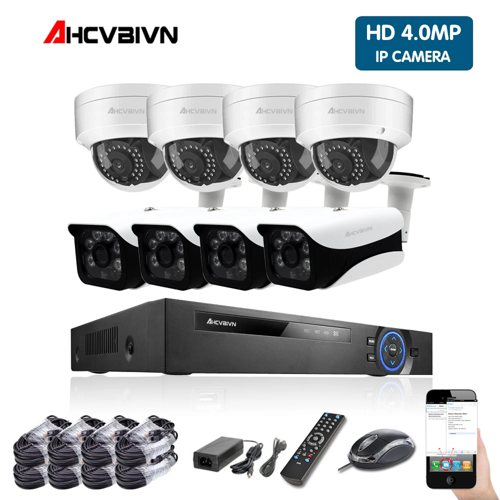 AHCVBIVN 5MP POE NVR Kit 4.0MP HD камера видеонаблюдения системы безопасности Audio monitor IP P2P