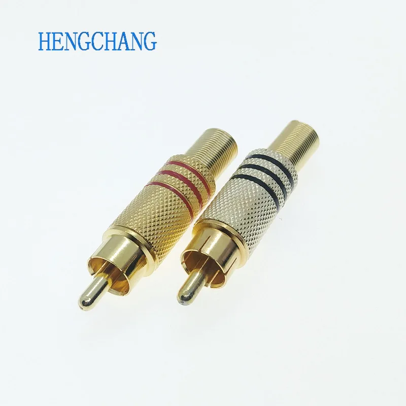 10Pcs Gold Plated weldless RCA Plug for Audio video Male Connector With Spring Cable Protector | Электроника