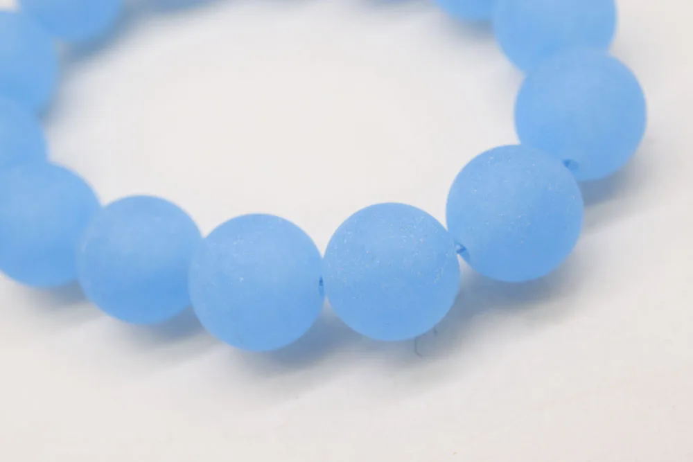 

wow!blue blurry agate round 14mm bracelet 7.5inch wholesale beads FPPJ nature