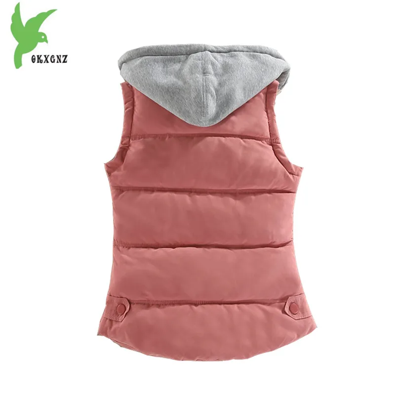 Новинка зимний женский жилет пальто однотонный хлопковый с капюшоном модные