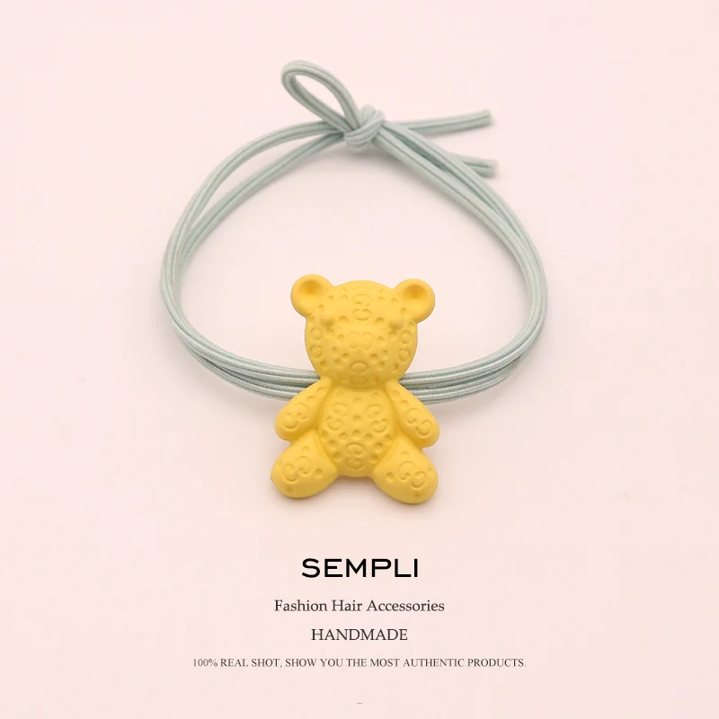 Yellow Sempli, нейлоновые эластичные резинки для волос для женщин и девочек, 3D, в форме медведя, карамельного цвета, Детские аксессуары для волос - Цвет: Yellow