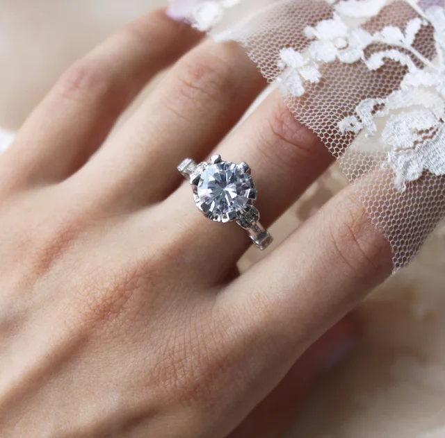Visisap, роскошное кольцо с чашкой, 8ct, прозрачный кубический цирконий, королевские кольца для женщин, свадебные, размер 5-10, модные ювелирные изделия, белое золото, цвет VSR289