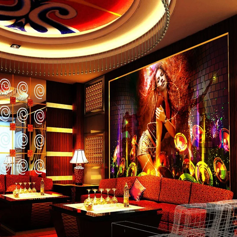 Пользовательские росписи девушка музыкальный стиль бар фон настенная бумага