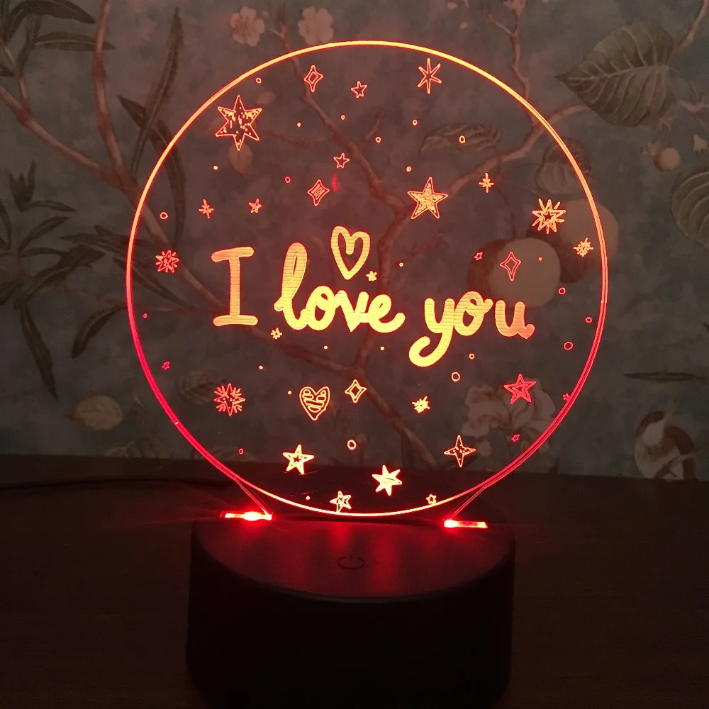 Подарок на день Святого Валентина 3D лампа светодиодный светильник 7 цветов