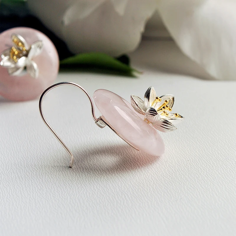 Lotus Fun Moment Настоящее стерлингового серебра 925 Натуральный камень творческий