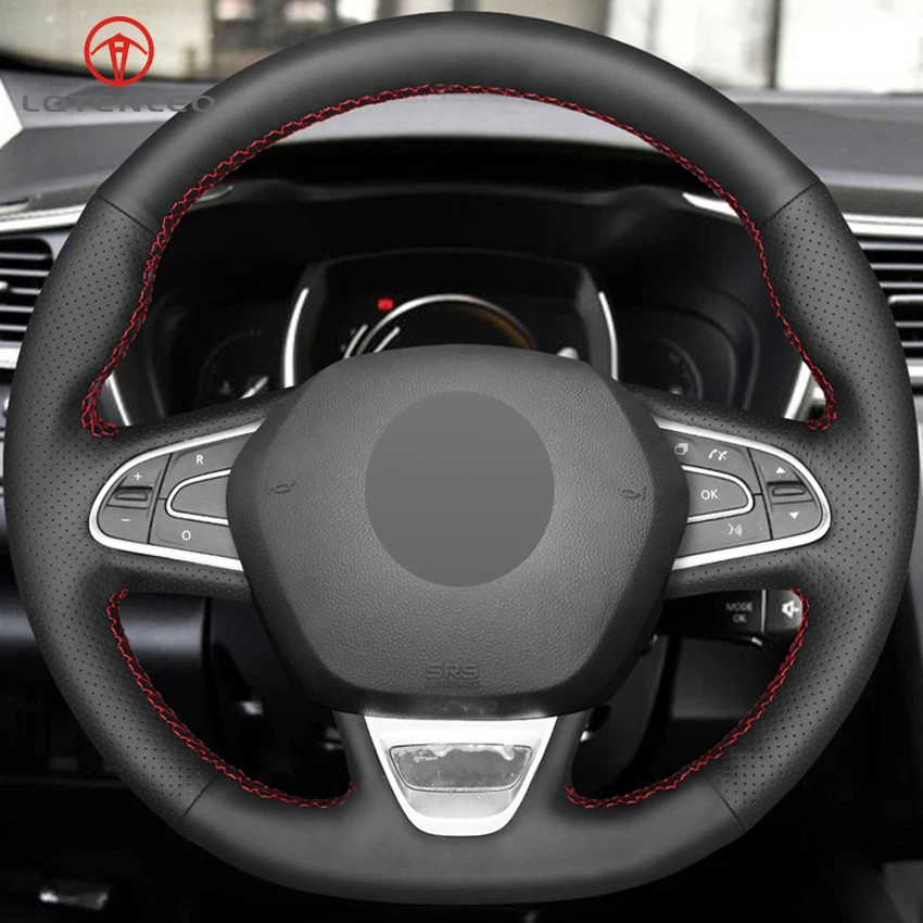 LQTENLEO черная крышка рулевого колеса автомобиля из натуральной кожи для Renault Kadjar Koleos Megane Talisman Scenic Espace