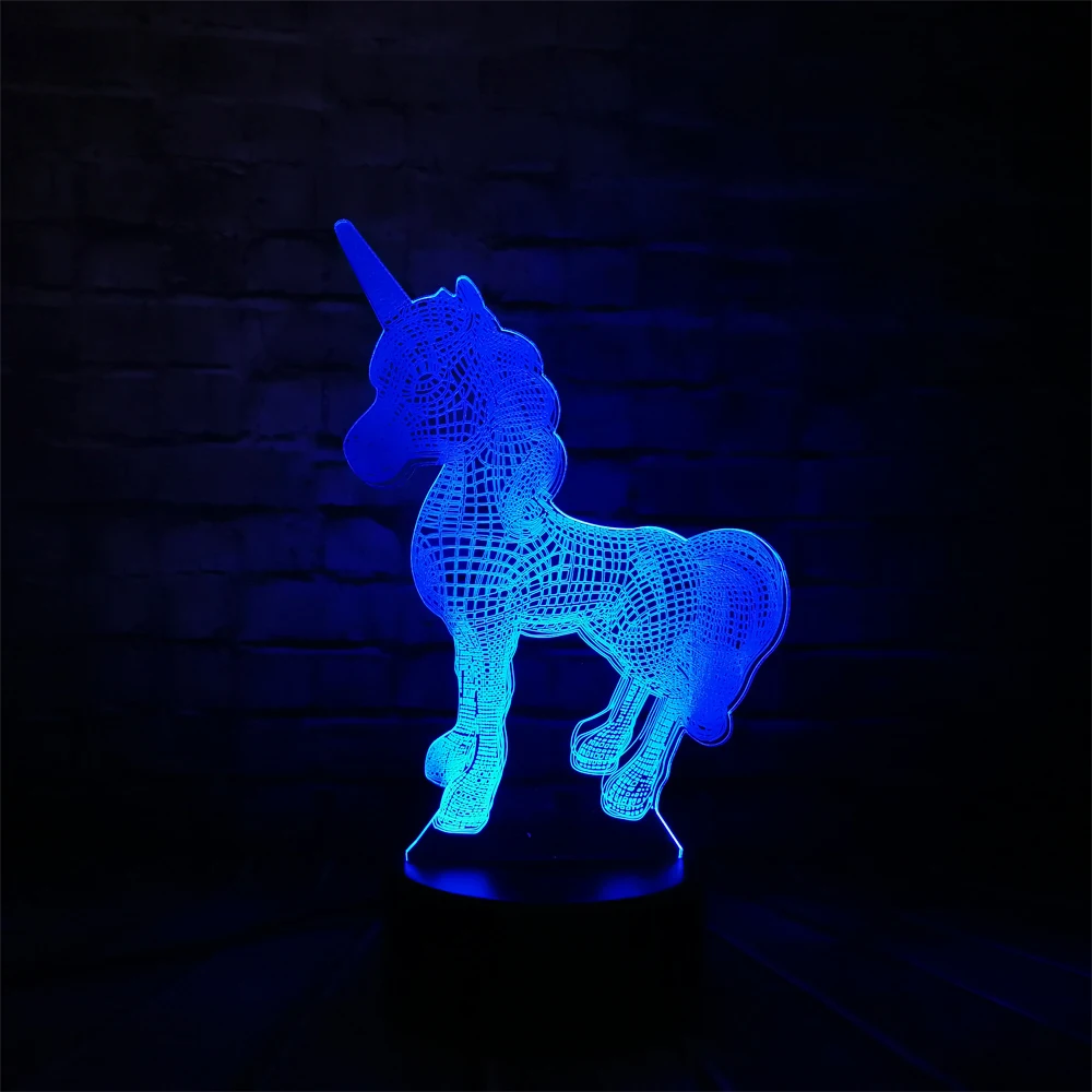 Лидер продаж Черная пятница животного прекрасный единорог светодиодный 3d-ночник многоцветный RGB лампы Рождественский декоративный подарок мультфильм бумажный фонарик